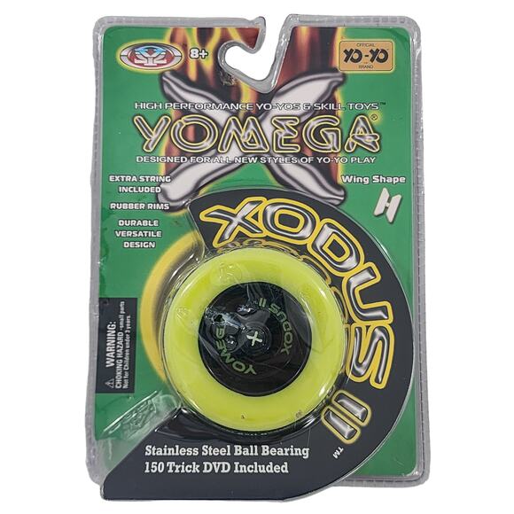 Yomega Yoyo Xodus II Yellow with Trick DVD Rubber Rims Performance Wing Shape - Picture 1 of 3